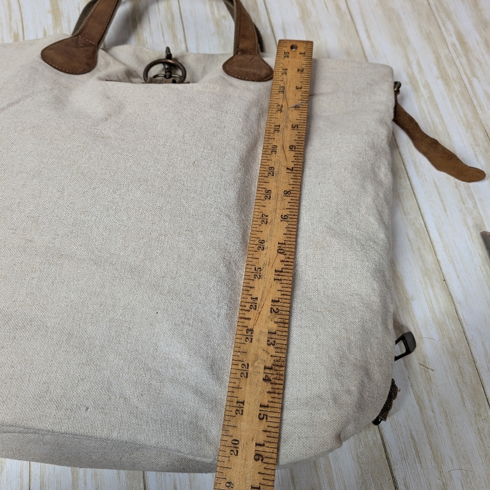 Canvas and Leather Bag Backpack Weekender - Picture 12 of 16